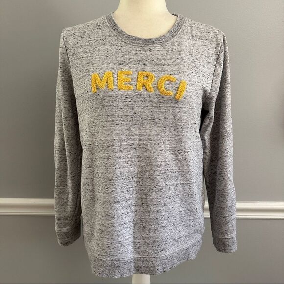 Talbots gray with yellow Merci pullover size PM - Picture 1 of 8